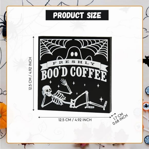 Smile Halloween Wood Box Sign, Skull Faux Books, Boo Coffee Table Decor - Picture 2 of 7